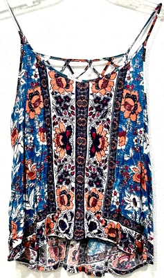 Camiseta sin mangas Ecote con tiras enrejado espalda elástica multicolor floral talla mediana Foto 1 de 4