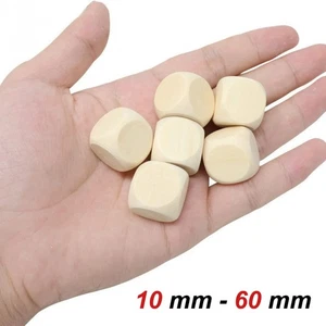 Wooden Plain Dice Dices Cube Cubes Blank Plain Unpainted Wood Six Sided 10-60 mm - Picture 1 of 6