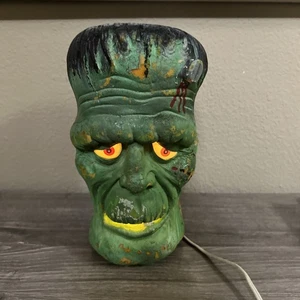 Trendmasters Frankenstein Head 1993 Halloween 10” luz decoración vintage - Imagen 1 de 6
