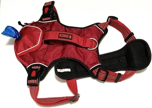 Kong Dog Harness Red Reflective Waste Bag Dispenser Handle XL Girth 29-39” Chest - Picture 1 of 17
