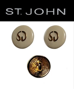 St John Strick (1,0 Zoll) goldfarben creme Emaille Logo runde Knöpfe  - Bild 1 von 1