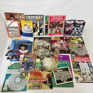 Vintage Crochet Book Bundle Lot Of 25 - Pineapple Designs Collars Doily Misc - Picture 1 of 14
