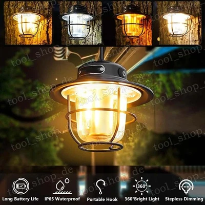 LED Campingleuchte Outdoor Camping Lampe USB Aufladbar Laterne Akku Zelt Licht - Bild 1 von 4