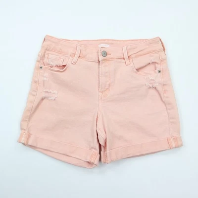 Pantalones Cortos de Jean Old Navy 5" para Mujer 2 Midi Elastizados Naranja Pastel Denim Bolsillos con Puños Foto 1 de 4