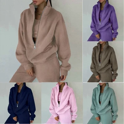 Women Tracksuits Set Casual Sweatshirt Pants Suit Lounge Wear Jogging Fleece UK - Image 1 of 4