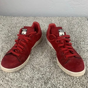 Adidas rot Wildleder Stan Smith Sneaker Damengröße 9 Retro Mode Tennis Athleisure - Bild 1 von 10