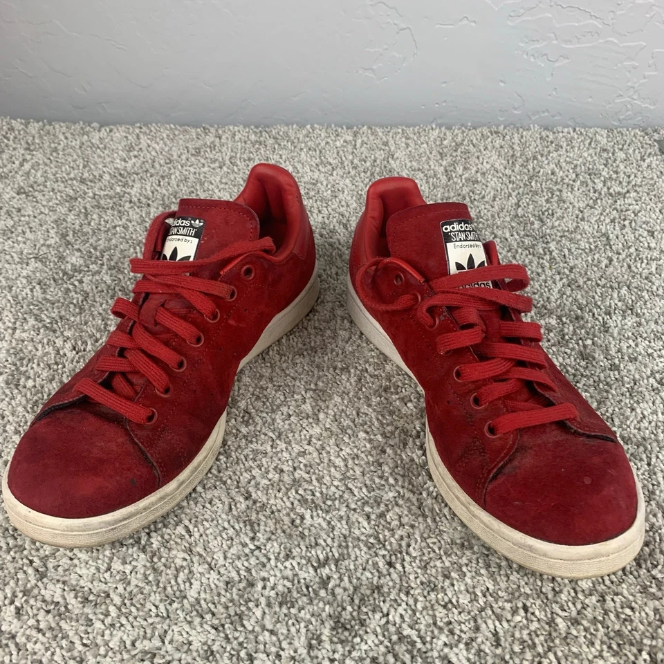 Adidas Rojo Gamuza Stan Smith Zapatilla Mujer Talla 9 Retro Moda Tenis Atletismo Foto 1 de 4