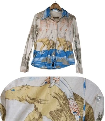 Camisa Artística Anime Oso Bobbie Brooks Años 80 De Colección Para Mujer M Única Con Botones Foto 1 de 4