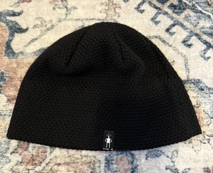 Smartwool Black Merino Wool Blend Knit Beanie Hat Womens Skull Cap Fit Textured - Picture 1 of 6
