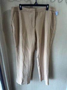 Worthington Stretch Waist Dress Pants Womens 2X Brown Straight Leg Pockets NWT - Picture 1 of 7