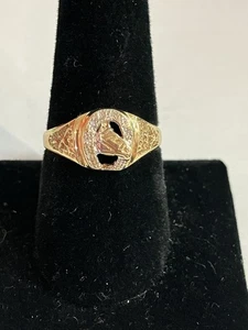 10k zweifarbiger Gold Hufeisen Ring #108079-1 MGC - Bild 1 von 4