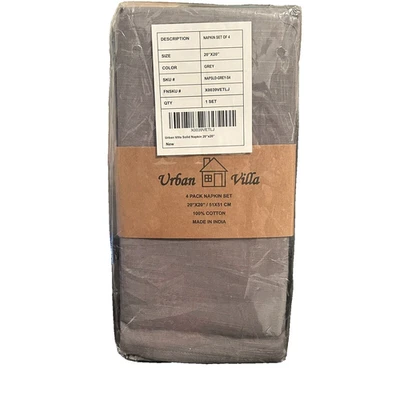 Juego de 4 servilletas de tela grises Urban Villa NUEVO CON ETIQUETAS Foto 1 de 2
