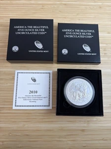 America the Beautiful Five Ounce Silver Quarter Coin Yellowstone 2010 NP2 - Picture 1 of 4