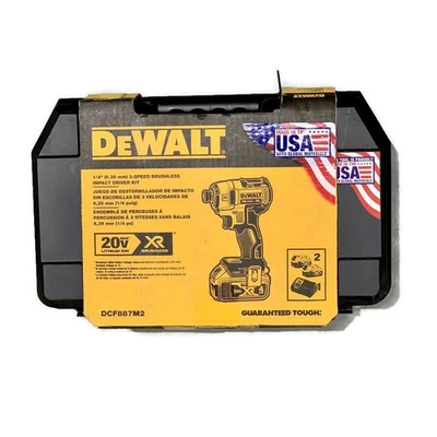 DEWALT DCF887M2 20V MAX Brushless Cordless 3-Speed 1/4-in XR Impact Driver Kit - Image 1 of 4
