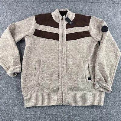 Chaqueta Suéter Buffalo David Bitton Para Hombre Marrón XL Bolsillos con Cremallera Completa Forrada de Vellón Foto 1 de 4