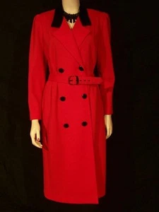 VINTAGE LESLIE FAY MAGLIA ABITO CAPPOTTO SPLENDIDO ROSSO! M 6-8 1977 - 1981 - Foto 1 di 1