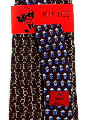 Corbata Vicky Davis Dog House para hombre 100 % seda para perros animal roja corbata de cuello abatible  Foto 1 de 3