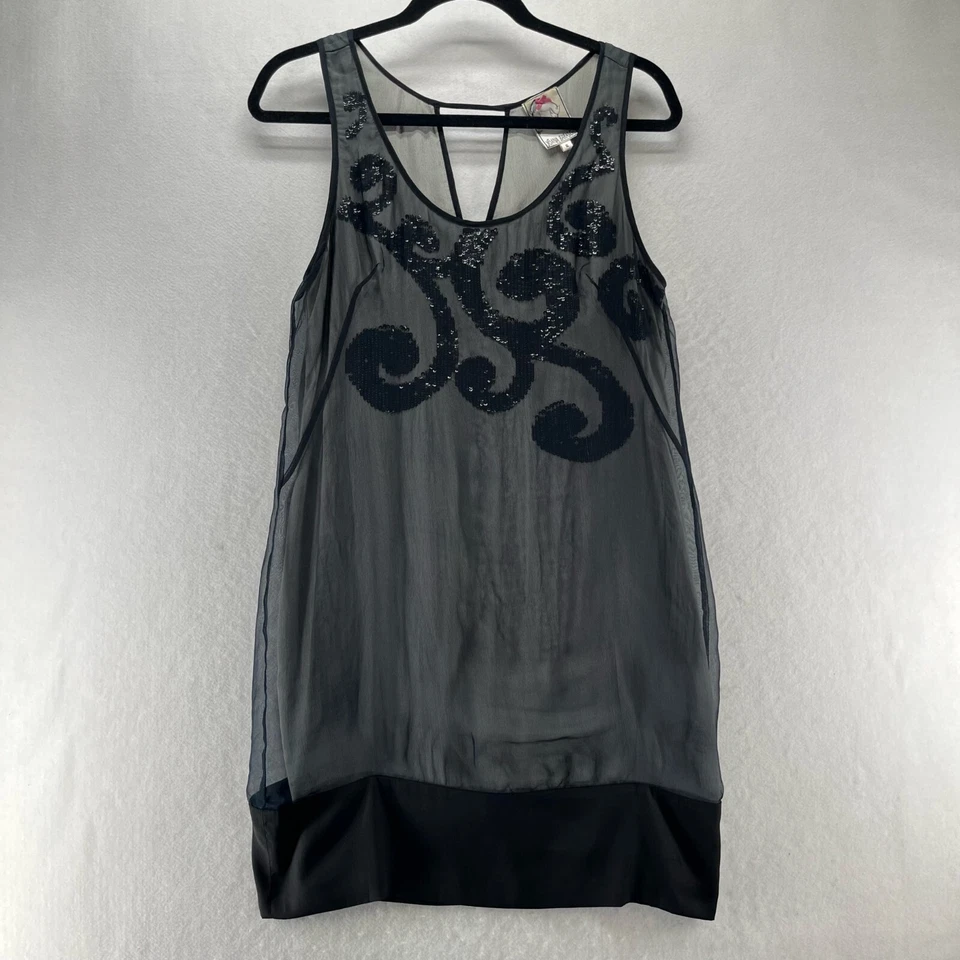 Платье Yoana Baraschi 6 с блестками украшение шифоновое покрытие майка сзади замочная скважина черное - Изображение 1 из 4