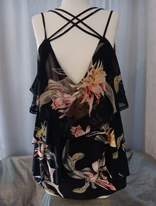 Neu mit Etikett Damen Weißes Haus Schwarz Markt Camisole Top Spaghetti Riemen Schwarz Blumen XL - Bild 1 von 7