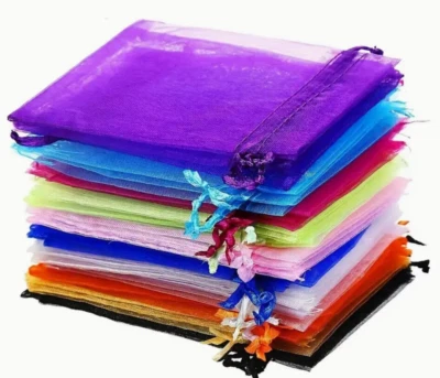 10/20/50/100/200 Organza Wedding Party Favor Gift Candy Sheer Bags Jewelry Pouch - Image 1 of 4