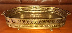 Large Solid Brass Tray Hand Crafted Embossed Tray Castilian Imports - Picture 1 of 16