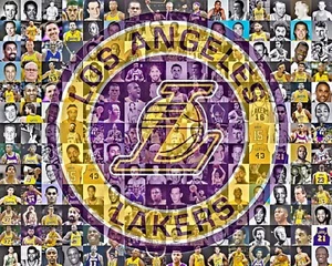 Los Angeles Lakers Photo Mosaic Print Art using over 120 Player Images - Picture 1 of 12