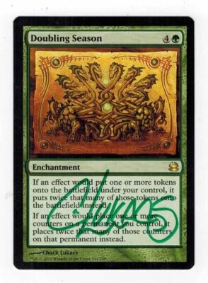 MTG - # 141 - DOUBLING SEASON - MODERN MASTERS - SIGNED BY CHUCK LUKACS - LP - Image 1 of 2