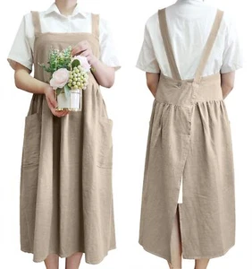 Women Cotton X-Back Aprons Garden Kitchen Florist Shop Painting Pinafore Over... - Picture 1 of 9