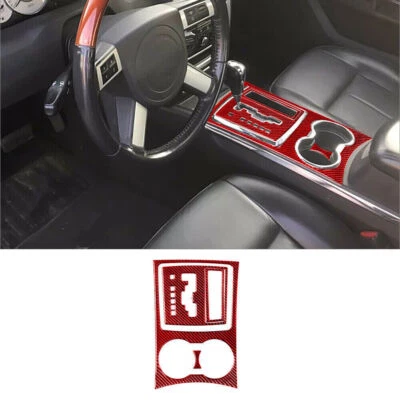 For Chrysler 300 Red Carbon Fiber Console Transmission Panel Frame Cover Trim 4* - Image 1 of 4