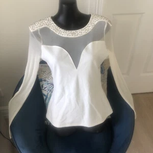 Guess Top Sheer ivory size S stretchy - Picture 1 of 6