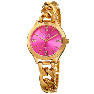 Women's August Steiner AS8222YGPK Three Hand Quartz Movement Link Bracelet Watch - Picture 1 of 4