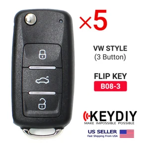 5x KEYDIY KD Universal Flip Remote Key For VW Style B-Series 3 Buttons B08-3 - Picture 1 of 5