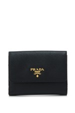 Prada Saffiano Multicolour Flap Wallet (Black; Saffiano Leather)