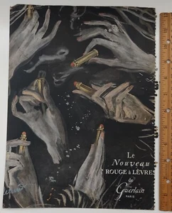 1949 Guerlain Ad 12.5 X 9 Inches - Paris - Lipstick - Le Nouveau Rouge A Levres - Picture 1 of 7