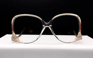 Vintage Unique Red Cream Women's 70's 80's Plastic Glasses Spectacle Frame - Picture 1 of 11