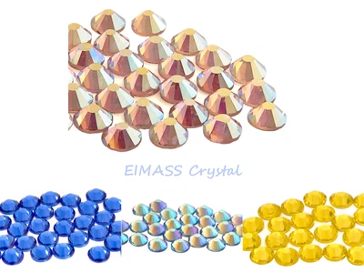 100 x EIMASS® 7747 Grade A Hotfix Flat-Back Glass Crystal Rhinestone, 50 Colours