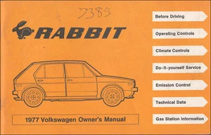 VW Rabbit 1977 manual del propietario Volkswagen gasolina y diésel libro de guía del usuario - Imagen 1 de 3