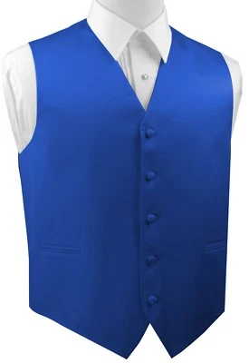 Men's XS-6XL. Italian Design. Royal Blue Satin Formal, Wedding, Prom Tuxedo Vest - Image 1 of 3