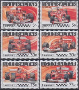 GIBRALTAR Sc #993-8 CPL MNH SET of 6 - FERRARI RACE CARS - Picture 1 of 1