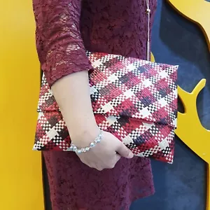Pandan Leaves Clutch or Evening Bag, Handmade Quilted Eco-Friendly & Sustainable - Picture 1 of 19