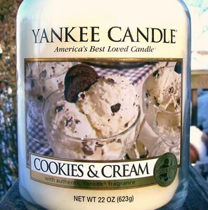 Yankee Candle Retirado "GALLETAS Y CREMA" Comida ~ Grande 22 oz ~ ETIQUETA BLANCA ~ RARO ~ NUEVO - Imagen 1 de 3