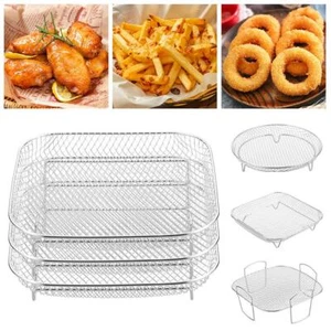 Air Fryer Rack Tray Stainless Steel Steaming Racks Air Fryer Tools Baking Pan - Picture 1 of 12