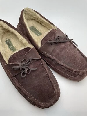 Sapatos masculinos Eddie Bauer chinelos tamanho 10 Edison forrado de pele sintética mocassim camurça - Imagem 1 de 4