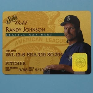 Donruss Studio Gold 1995 #48 de 50: firma autorizada de Randy Johnson (AU450) - Imagen 1 de 2