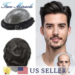 Voll PU Toupet für Männer Echthaar Ersatz Systeme Dünne Haut Herren Toupet Perücken - Bild 1 von 78