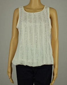 Alfani Womens Off White Sleeveless Studded Blouse Top 4 - Picture 1 of 4