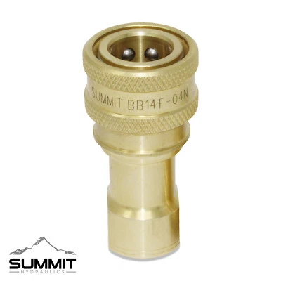 SUMMIT HYDRAULICS 1/4″ NPT ISO 7241-B Brass and Stainless Steel Quick Disconnect Female Coupler