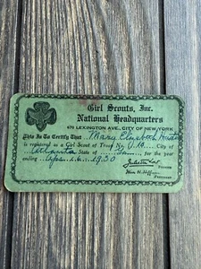 Tessera iscrizione ragazza scout vintage 1930 sede nazionale verde da collezione - Foto 1 di 2