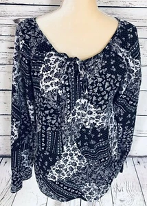 Premier International Damen Medium Bluse Langarm geblümt schwarz weiß - Bild 1 von 9