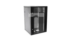 Hanging wardrobe 19 inches 15U/600mm glass doors opening sides RAL 9005 B /T2UK - Picture 1 of 1